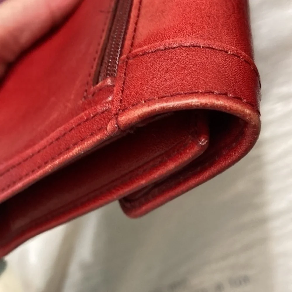 Bosca red leather checkbook wallet